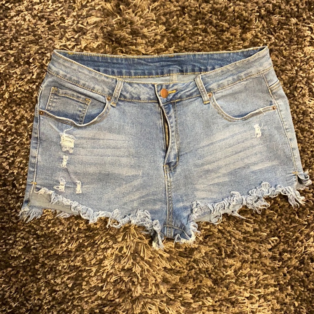 Rainbow stretchy frayed shortie shorts